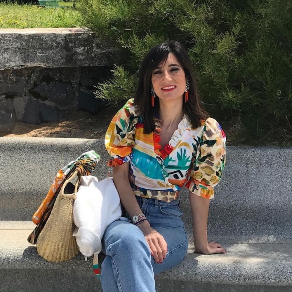 Uterque-Zara floral ruffle  crossover tie blouse